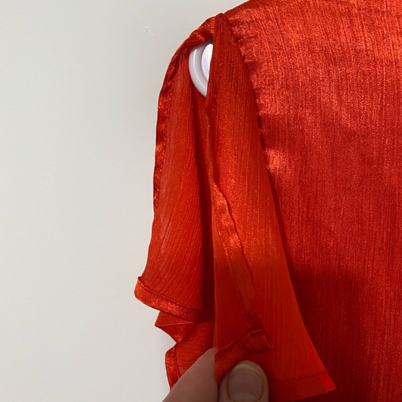 Anthropologie Maquelle Red Satin Wide Leg Jumpsuit Size Small - Picture 6 of 8